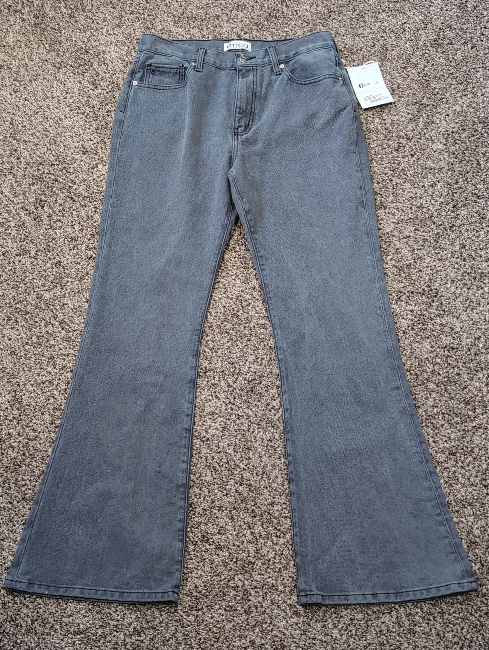Etica Nina High Rise Flare Stormy Skies NEW Size 29